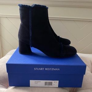 Stuart Weitzman “On The Fringe” Navy Suede Boots | Size US Women 7 M